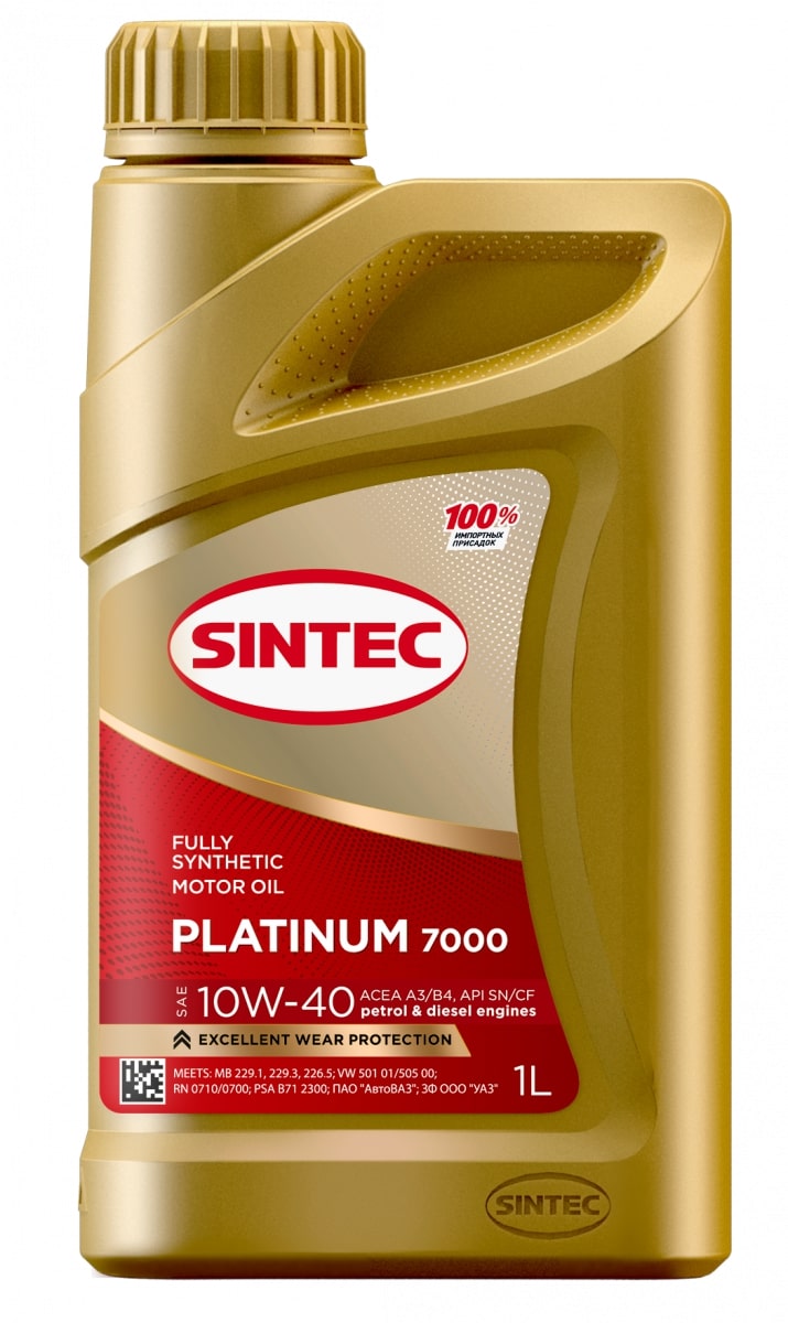 Масло моторное SINTEC PLATINUM 7000 SAE 10W-40 API SN ACEA A3/B4 1л.
