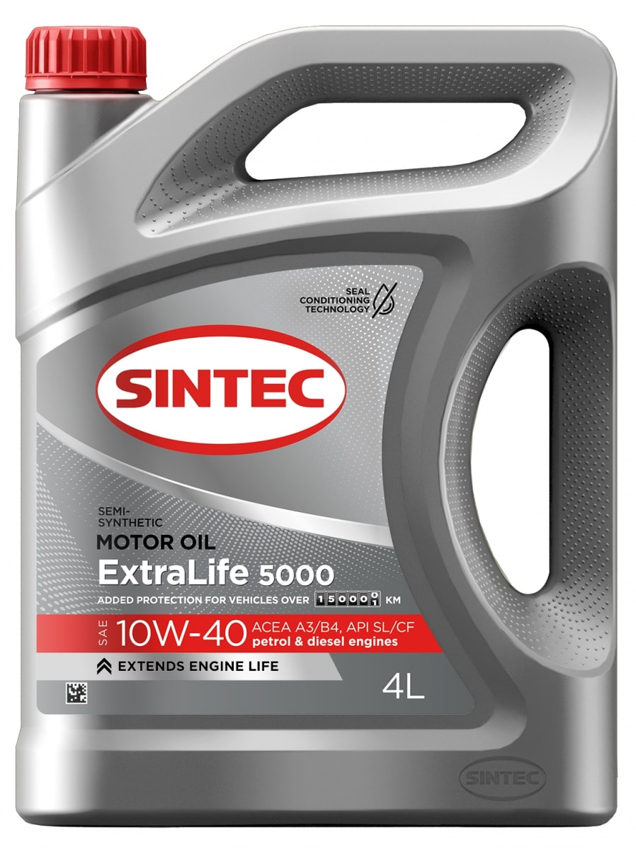 Масло моторное SINTEC EXTRALIFE 5000 SAE 10W-40 API SL ACEA A3/B4 4л.