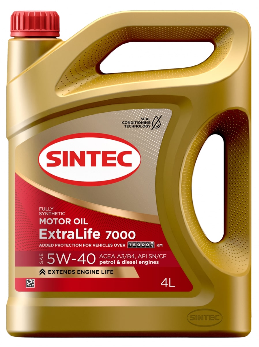 Масло моторное SINTEC EXTRALIFE 7000 SAE 5W-40 API SN ACEA A3/B4 4л.