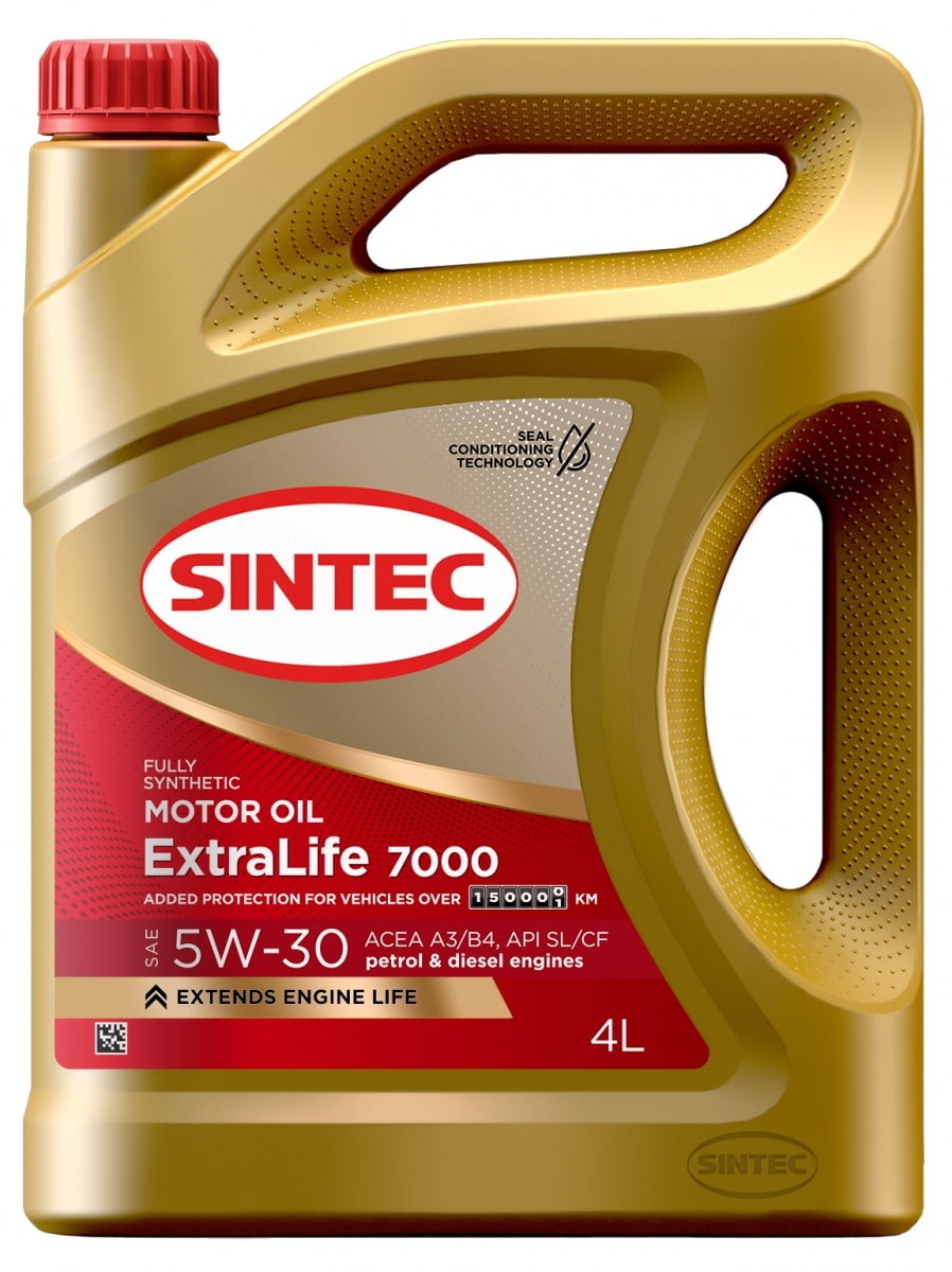 Масло моторное SINTEC EXTRALIFE 7000 SAE 5W-30 API SL ACEA A3/B4 4л.