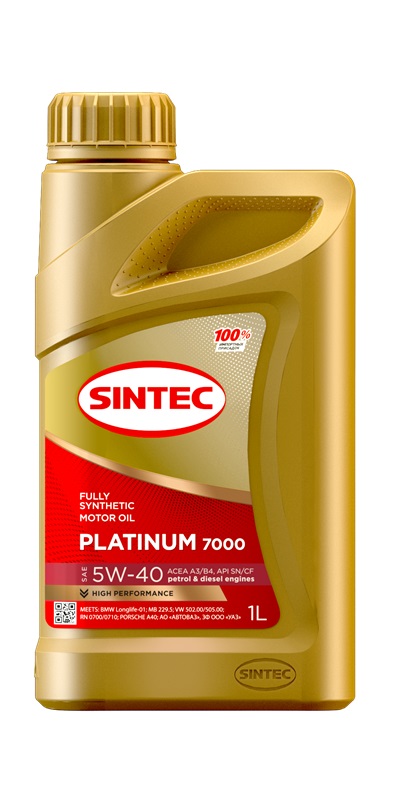 Масло моторное SINTEC Platinum 7000 5W40 API SN/CF ACEA A3/B4 1л.